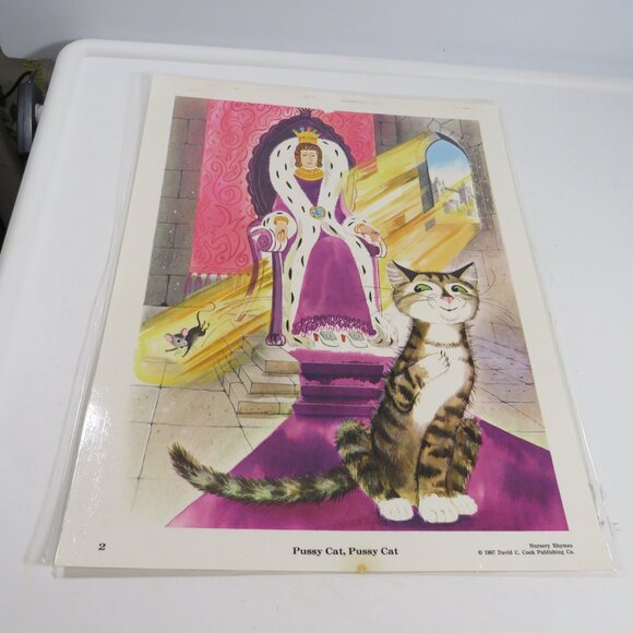 Vintage 1960s Mid Century Art Nursery Rhymes pictures (12) LAMINATED 14” tall - Picture 7 of 17